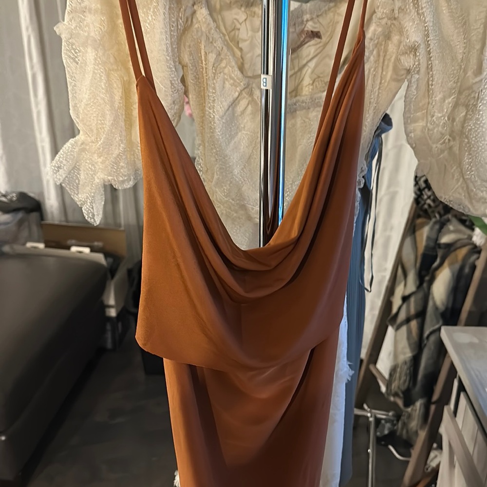 Sexy brown open back maxi dress